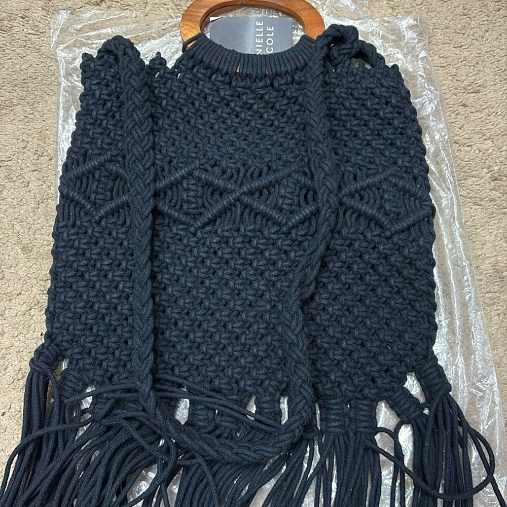 Nwt Danielle Nicole Macrame Bag Boho Fringe Purse… - image 1